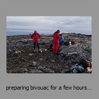 preparing bivouac for a few hours resting